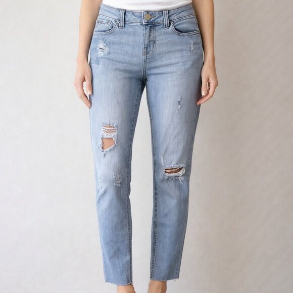 RSQ Denim - RSQ Women Distress Melrose Cuff Ankle Blue Skinny Jeans Size 1 Pocket Low Rise